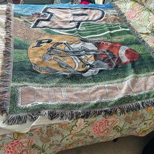 Vintage Purdue Boilermakers Woven Tapestry Throw Blanket NCAA Football Stadium